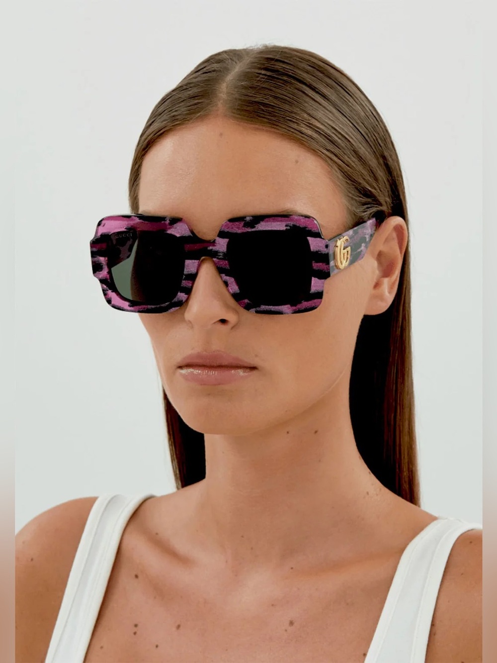 Gucci Pink Glitter Leopard 🐆 Square Sunglasses - Picture 1 of 10
